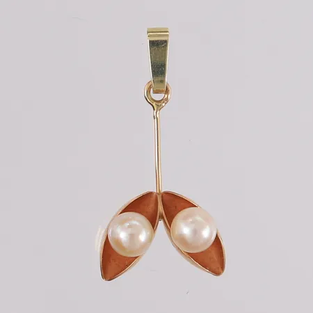 Anheng med to perler, 29x15mm, 14K bruttovekt 1,4g Vekt: 0 g Kontakt Lånekontoret for frakt