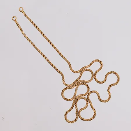 Kjede, lengde 46cm, bredde 1,7mm, uten lås, 22K Vekt: 5,7 g Kontakt Lånekontoret for frakt