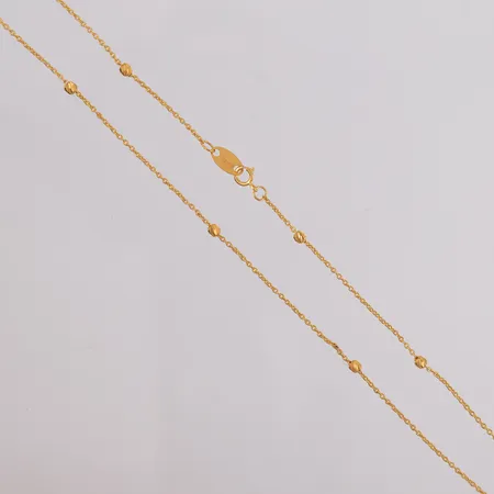 Halssmykke, lengde 46cm, bredde 1- 2,5mm, 21K Vekt: 2,9 g Kontakt Lånekontoret for frakt