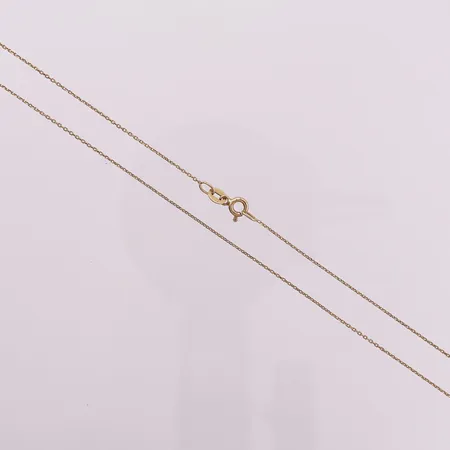 Halskjede, lengde 55 cm, bredde 0,6 mm, 14K Vekt: 1,5 g Kontakt Lånekontoret for frakt