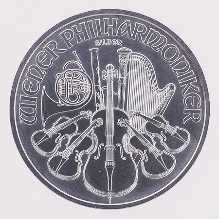 Sølvmynt, Austrian Silver Philharmonic, Wiener Philharmoniker, 1 oz, 1,50 Euro, år 2023, uten myntkapsel, 999S Vekt: 31,1 g Kontakt Lånekontoret for frakt