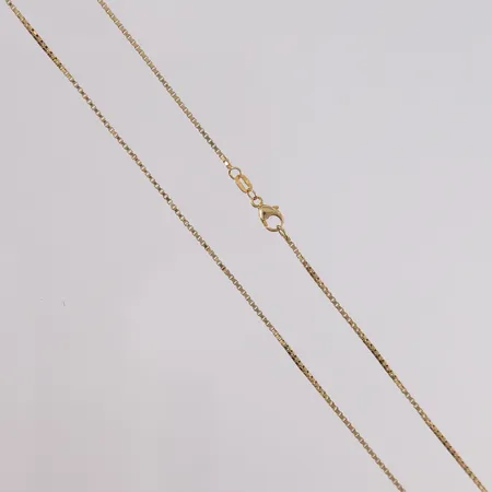 Halskjede venezia, lengde ca 46cm, bredde ca 1mm, 14K gull.  Vekt: 3,8 g Kontakt Lånekontoret for frakt