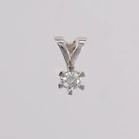 Anheng med diamant 1x 0,18ct, kvalitet TW/VS i henhold til gravering, høyde ca 11mm, 14K hvitt gull.  Vekt: 0,9 g Kontakt Lånekontoret for frakt