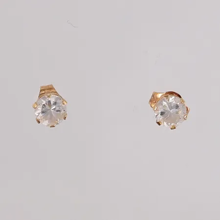 Ett par dobber med glasssteiner, lengde 11mm, 18K gull.  Vekt: 0,7 g Kontakt Lånekontoret for frakt