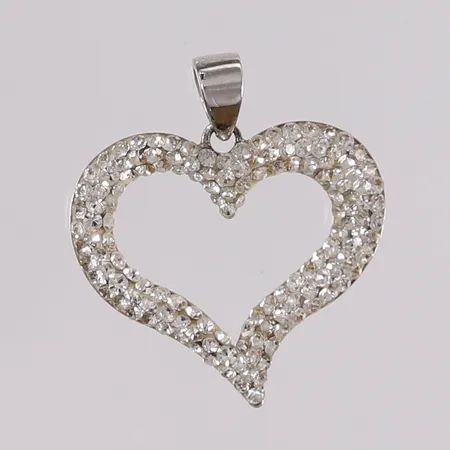 Anheng hjerte med glasssteiner, høyde ca 23mm, 14K gull.  Vekt: 1,3 g Kontakt Lånekontoret for frakt