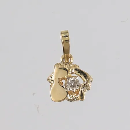 Anheng med hvitt sten, høyde ca 14mm, stenen sitter løst, 14K gull.  Vekt: 0,6 g Kontakt Lånekontoret for frakt