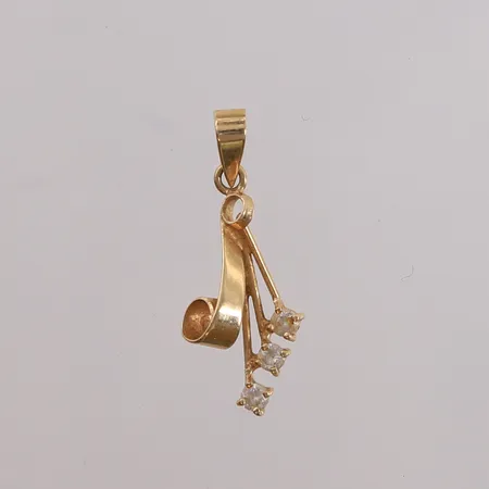 Anheng med blanke stener, høyde ca 24mm, 14K gull.  Vekt: 0,6 g Kontakt Lånekontoret for frakt