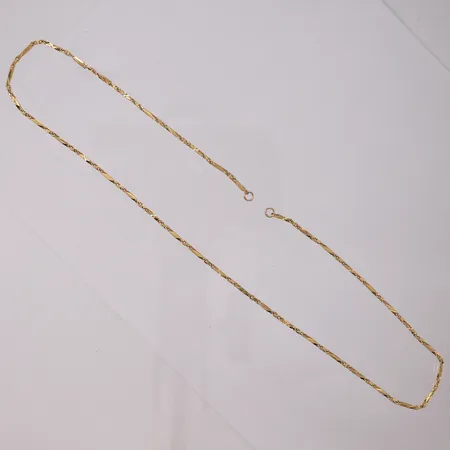 Kjede, lengde 47cm, bredde 1,7mm, mangler lås, 18K Vekt: 10,8 g Kontakt Lånekontoret for frakt