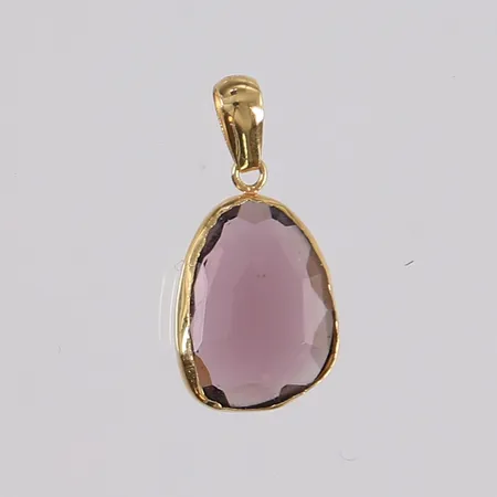 Anheng med glassstein, høyde ca 19mm, 18K gull, bruttovekt 0,7g.  Kontakt Lånekontoret for frakt