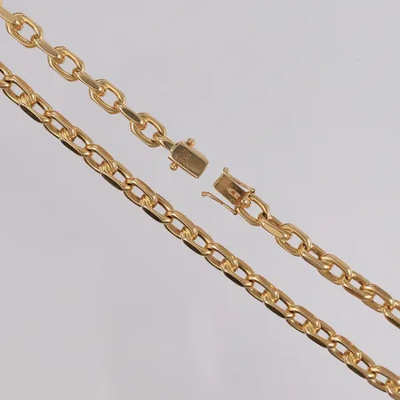 Halskjede Anker, lengde ca 57cm, bredde ca 6mm, stemplet BNH, 14K gull.  Vekt: 92,1 g Kontakt Lånekontoret for frakt