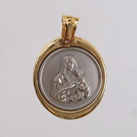 Anheng, tofarget, ø22mm, høyde ca 30mm, 14K gull.  Vekt: 5,3 g Kontakt Lånekontoret for frakt