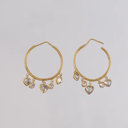 Ett par øreringer med blanke stener, ø27mm, 18K, bruttovekt 4,5g Vekt: 0 g Kontakt Lånekontoret for frakt