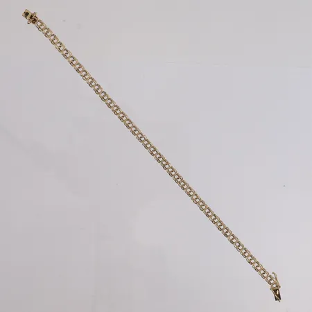 Armbånd bismarck, lengde 20cm, bredde 4mm, 14K gull.  Vekt: 6,3 g Kontakt Lånekontoret for frakt