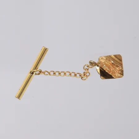 Slipsholder (bakstykke, kjede og "pinne" er ikke gull), 14K, bruttovekt 3,1g Vekt: 1,2 g Kontakt Lånekontoret for frakt