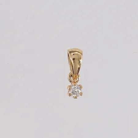 Anheng med diamant 1x ca 0,04ct, høyde ca 9mm, 14K gull.  Vekt: 0,4 g Kontakt Lånekontoret for frakt