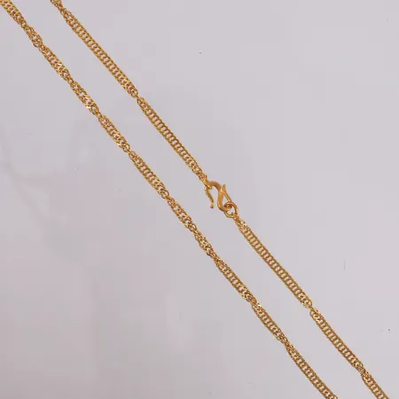Halskjede, lengde 62cm, bredde 4mm, 23K.  Vekt: 22,5 g Kontakt Lånekontoret for frakt