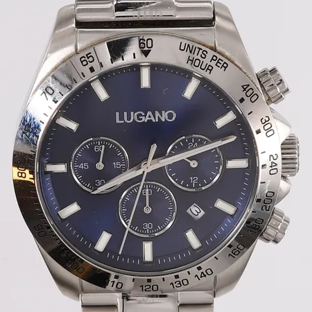 Armbåndsur Lugano, ca ø42mm, quartz, trenger batteribytte, uten tilbehør.  Kontakt Lånekontoret for frakt