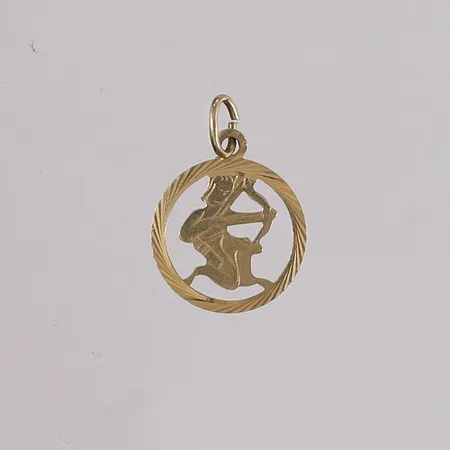 Anheng skytten, ø14mm, 14K gull.  Vekt: 0,8 g Kontakt Lånekontoret for frakt