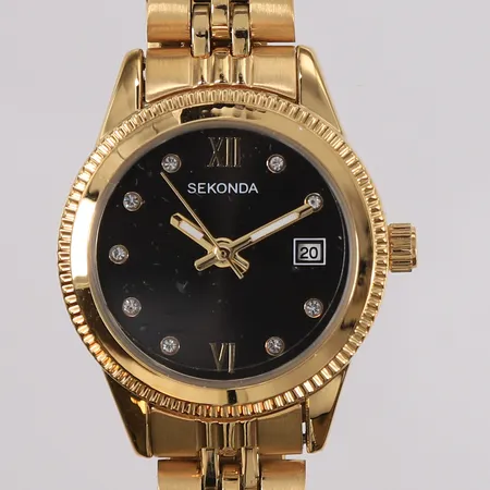 Armbåndsur Sekonda, gulmetall, trenger batteribytte, fin tilstand.  Kontakt Lånekontoret for frakt