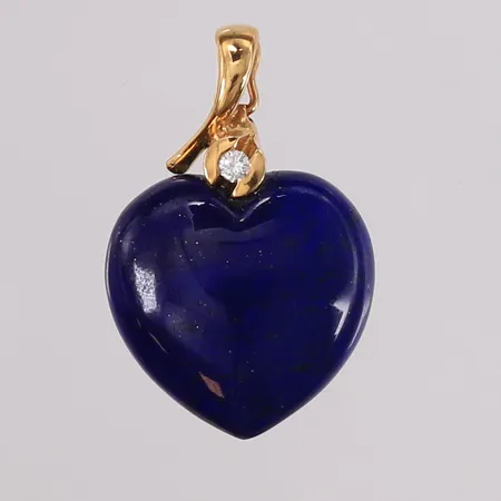 Anheng hjerte med "Lapis Lazuli" og diamant (1 x ca. 0,04ct), 30x20mm, 14K Vekt: 7,1 g Kontakt Lånekontoret for frakt