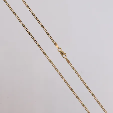 Halskjede, lengde 45cm, bredde ca 1mm, 14K gull.  Vekt: 3,2 g Kontakt Lånekontoret for frakt