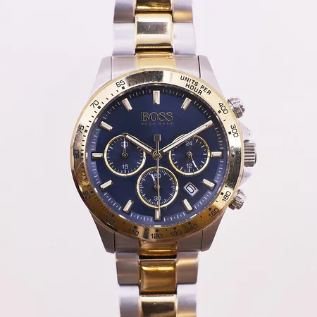 Klokke BOSS Hero Gents, RN 375.1.20.3373, Ø 43 mm, stål, kvarts, dato, kronograf, 24 Hour Dial, tachymeter, vanntett 50 m, trenger nytt batteri, uten boks og sertifikat Kontakt Lånekontoret for frakt