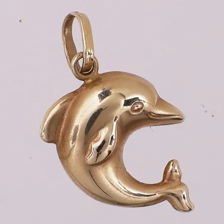 Anheng delfin, lengde 26,1 mm, bredde 6,8 mm, 14K Vekt: 1,6 g Kontakt Lånekontoret for frakt