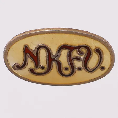 Brosje, trolig "Norsk Kjemisk Industriarbeiderforbund" lengde 22,5 mm, bredde 13,9 mm, 925S Vekt: 2,6 g Kontakt Lånekontoret for frakt