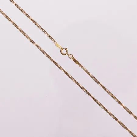 Halskjede, lengde 40,5 cm, bredde 1,5 mm, 21K Vekt: 2,3 g Kontakt Lånekontoret for frakt