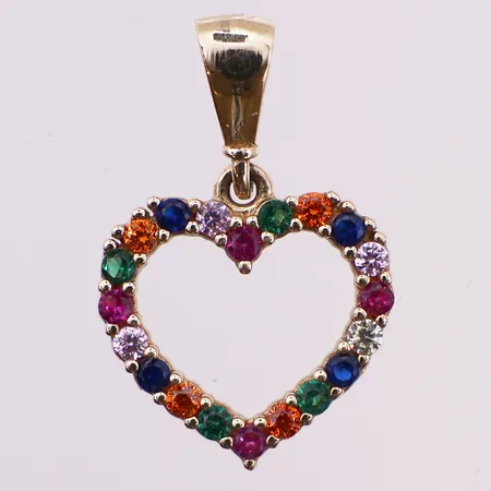 Anheng med fargede stener, lengde 16,6 mm, bredde 11 mm, 9K Vekt: 0,6 g Kontakt Lånekontoret for frakt