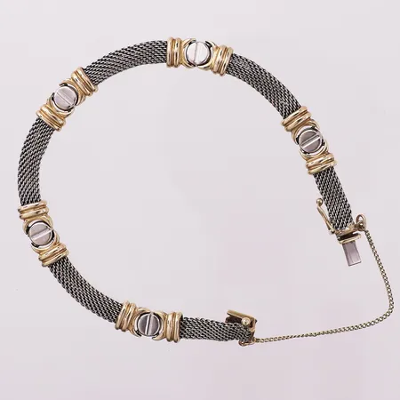 Armbånd to-farget, Ø 59,6 mm, bredde 7,3 mm, 14K Vekt: 15,5 g Kontakt Lånekontoret for frakt