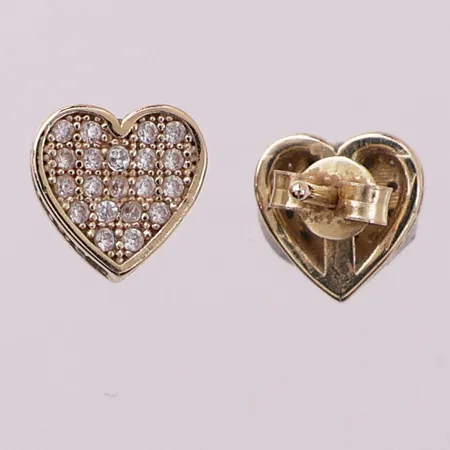 Ett par øredobber med klare stener, lengde 1,2 cm, bredde 7,9 mm, mangler stempel, 14K Vekt: 1,7 g Kontakt Lånekontoret for frakt