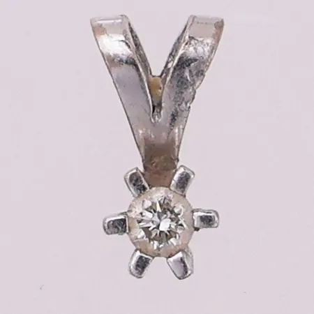 Anheng med diamant, 1 x ca 0,07 ct, lengde 10,4 mm, bredde 4,3 mm, 14K Vekt: 0,5 g Kontakt Lånekontoret for frakt