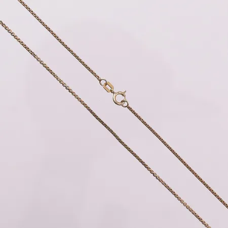 Halskjede Veneziansk, lengde 47,5 cm, bredde 1 mm, 14K Vekt: 1,8 g Kontakt Lånekontoret for frakt