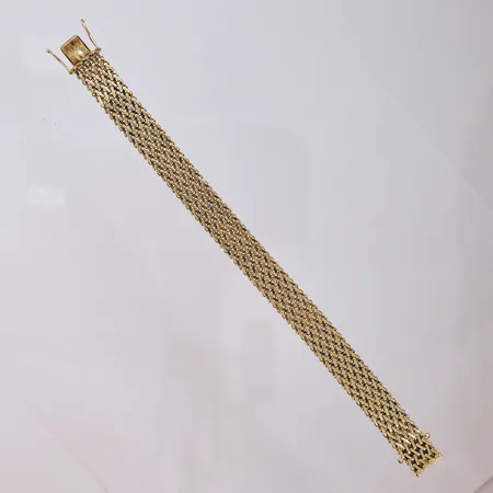 Armbånd, lengde 19,5cm, bredde 11,5mm, 14K Vekt: 23,5 g Kontakt Lånekontoret for frakt