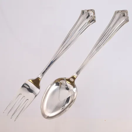 Gaffel og skje, Prinsesse, lengde 17,8cm, 830S Vekt: 67,8 g Kontakt Lånekontoret for frakt