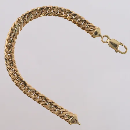 Armbånd Panser, hult, lengde 18cm, bredde 7mm, noe bulkete, 14K Vekt: 11 g Kontakt Lånekontoret for frakt