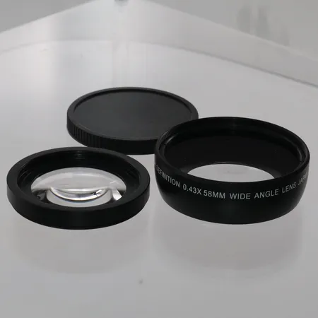 Objektiv Vivitar High definition 0.43X 58mm Wide angle #1091213, med bakdeksel, ikke funksjonstestet, med skinnveske Kontakt Lånekontoret for frakt
