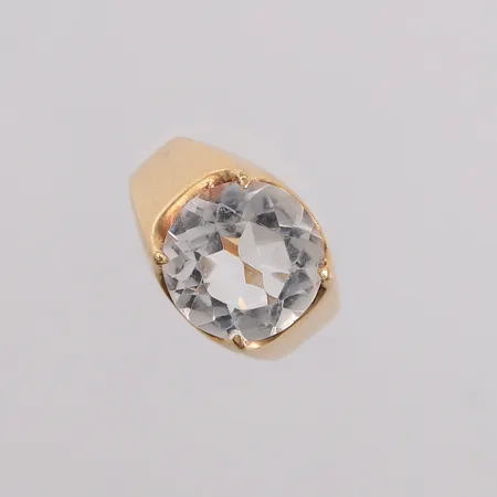 Ring med blank sten, ø16,8mm, bredde 2,9- 12,7mm, 14K, bruttovekt 4,6g Vekt: 0 g Kontakt Lånekontoret for frakt