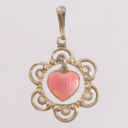 Anheng med hvit og rosa emalje, 37x22mm, 925S, bruttovekt 2,8g Vekt: 0 g Kontakt Lånekontoret for frakt