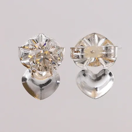 Ett par øredobber med diamanter (2 x ca. 0,80ct), ø7mm, stoppere er ikke gull, hvitt gull, 14K, bruttovekt uten stoppere 1,3g Vekt: 0 g Kontakt Lånekontoret for frakt