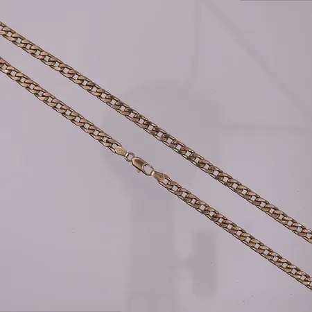 Halskjede panser, lengde 43,5 cm, bredde 4,7 mm, 14K Vekt: 11 g Kontakt Lånekontoret for frakt