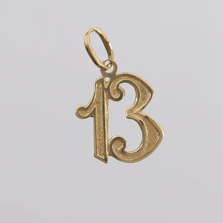 Anheng med tall "13", 23x14mm, 14K Vekt: 0,9 g Kontakt Lånekontoret for frakt