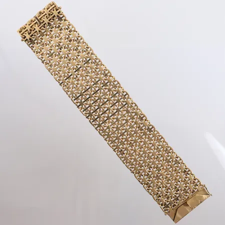 Armbånd X-lenke med stav, lengde 21,5cm, bredde 40mm, 18K Vekt: 149,5 g Kontakt Lånekontoret for frakt