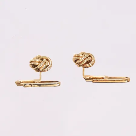 Ett par skjorteknapper, motiv knute, ø8mm, 14K Vekt: 3,2 g Kontakt Lånekontoret for frakt