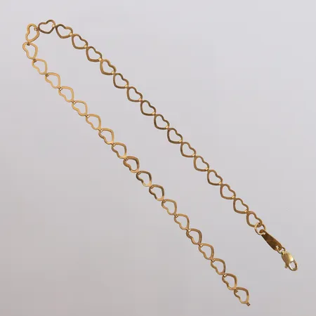 Armbånd hjerter, lengde 26cm, bredde 4,6mm, 18K Vekt: 3,4 g Kontakt Lånekontoret for frakt