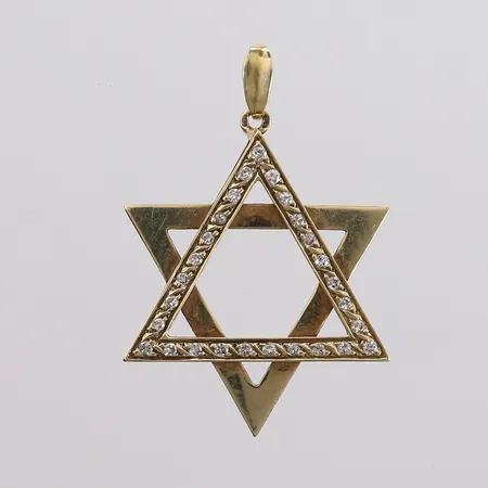 Anheng stjerne med diamanter (27 x ca. 0,01ct), 37x25mm, 14K, bruttovekt 4,8g Vekt: 0 g Kontakt Lånekontoret for frakt