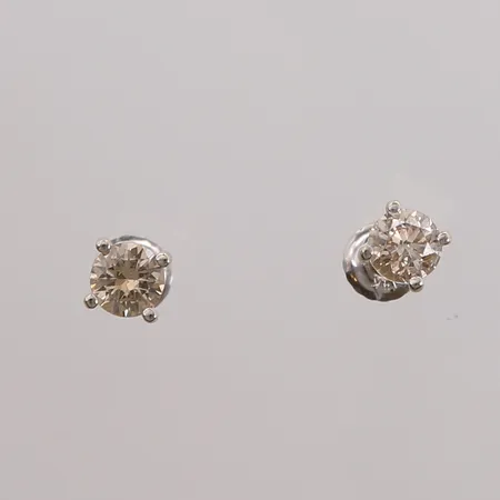 Ett par øredobber med diamanter (2 x ca. 0,40ct), ø5mm, hvitt gull, 14K, bruttovekt 0,9g Vekt: 0 g Kontakt Lånekontoret for frakt