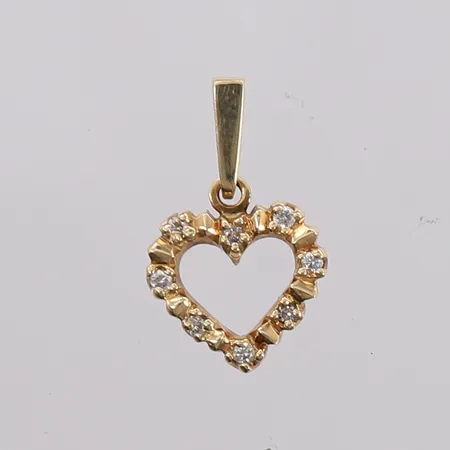 Anheng hjerte med diamanter (8 x ca. 0,01ct), 17x11mm, 14K, bruttovekt 1,2g Vekt: 0 g Kontakt Lånekontoret for frakt
