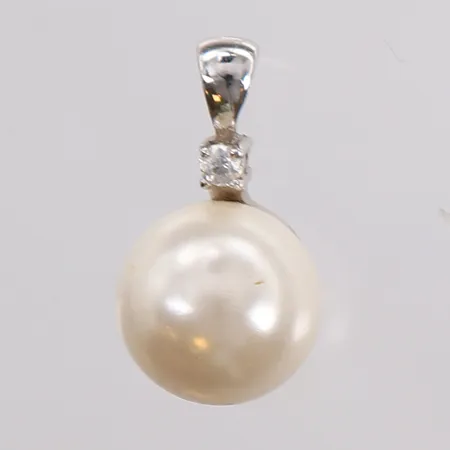 Anheng med perle og blank sten, 20x11mm, 925S, bruttovekt 1,9g Vekt: 0 g Kontakt Lånekontoret for frakt